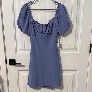 Blue Puff Sleeve Dress